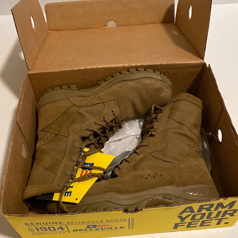 Genuine Belleville Boots. Size: 9 wide. It is in its original shoe box.